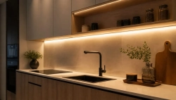 Kompletní osvětlení kuchyňské linky na míru (COB LED pásek+zdroj), teplá bílá