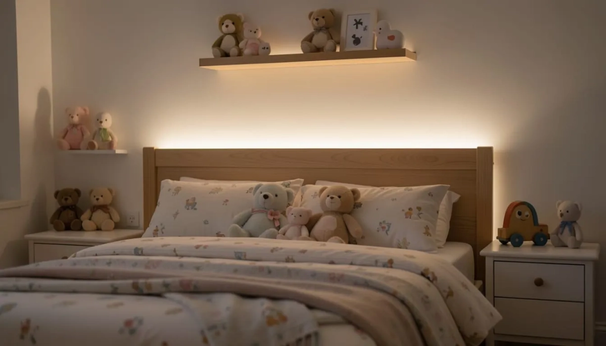 Noční orientační podsvícení postele, chodeb a zábradlí (bezpečný set, pásek+zdroj+ovladač)